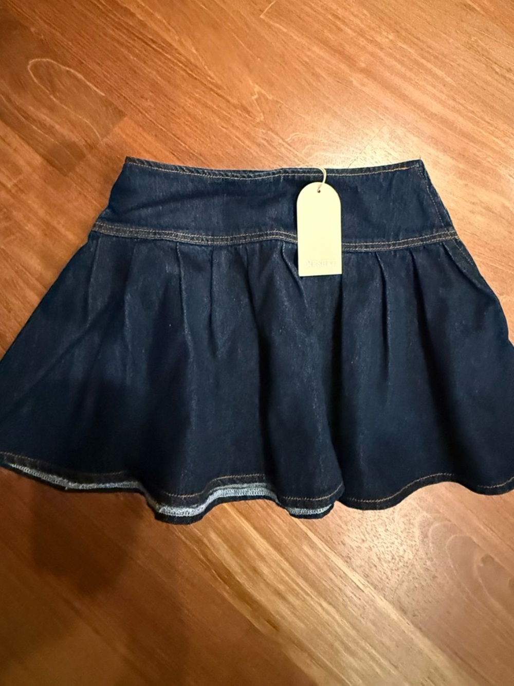 Meshki Dark Blue Denim Skater Skirt